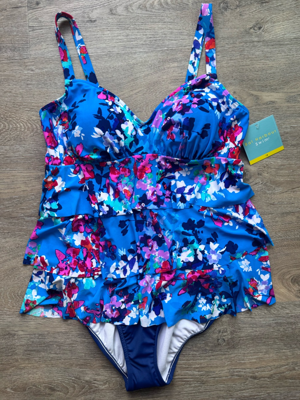 New Floral Tankini 18 Bright Blue